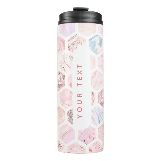 Gepersonaliseerde Hexagon Roos Marble Flask Thermosbeker (Voorkant)