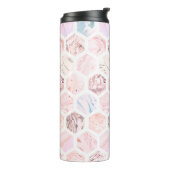 Gepersonaliseerde Hexagon Roos Marble Flask Thermosbeker (Gedraaid links)