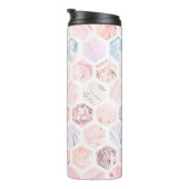 Gepersonaliseerde Hexagon Roos Marble Flask Thermosbeker (Geroteerd rechts)