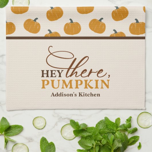 Gepersonaliseerde Hey There Pumpkin Schort Theedoek (Gevouwen)