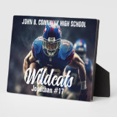 Gepersonaliseerde High School Football Player Foto Fotoplaat (Zijkant)