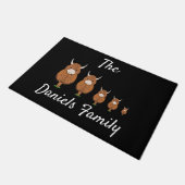 Gepersonaliseerde Highland Koe Family Door Mat (Schuin)