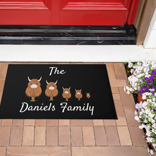 Gepersonaliseerde Highland Koe Family Door Mat