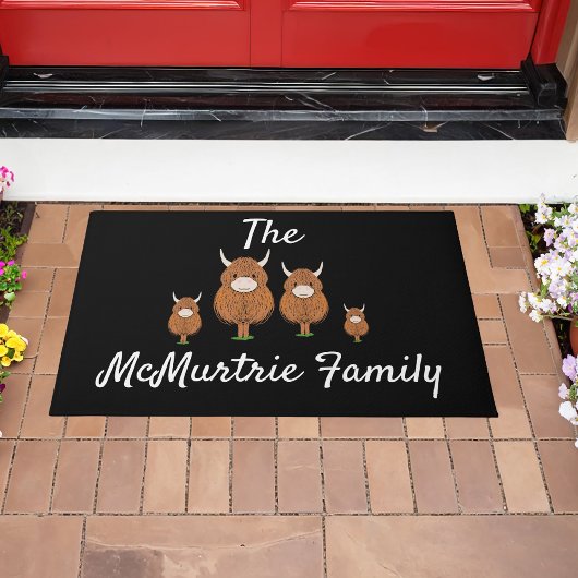 Gepersonaliseerde Highland Koe Family Door Mat