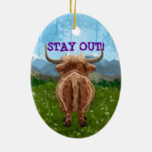Gepersonaliseerde Highland Koe komen en gaan Keramisch Ornament (Achterkant)