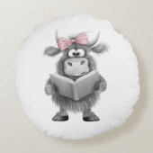 Gepersonaliseerde Highland Koe leeskussen Rond Kussen (Achterkant)