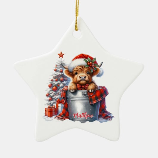 Gepersonaliseerde Highland Koe ornament (Voorkant)