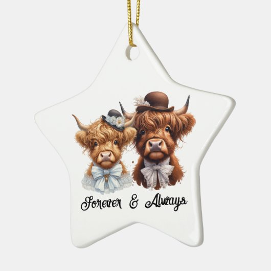 Gepersonaliseerde Highland Koe paar ornament (Links)