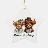 Gepersonaliseerde Highland Koe paar ornament (Achterkant)