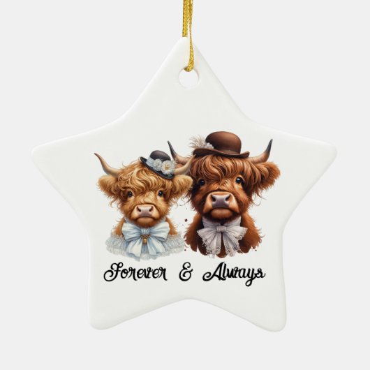 Gepersonaliseerde Highland Koe paar ornament (Achterkant)