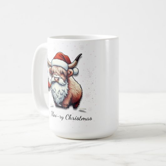 Gepersonaliseerde Highland Koe Santa Koffiemok (Voorkant links)