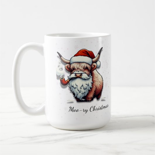 Gepersonaliseerde Highland Koe Santa Koffiemok (Links)