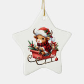 Gepersonaliseerde Highland Koe Sleigh ornament (Rechts)