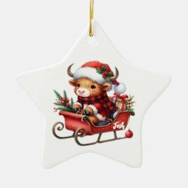 Gepersonaliseerde Highland Koe Sleigh ornament