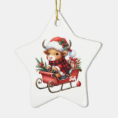 Gepersonaliseerde Highland Koe Sleigh ornament (Links)