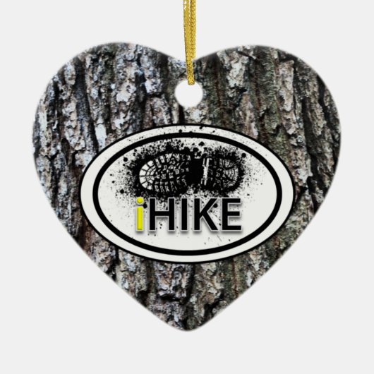 Gepersonaliseerde Hiking "iHIKE" Heart Ornament (Voorkant)