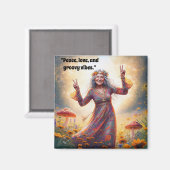 Gepersonaliseerde Hippie Boho Oma Custom Mushrooms Magneet (Voorkant / Achterkant)