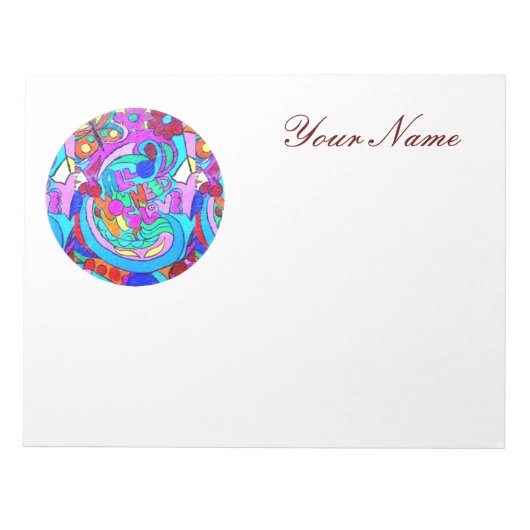 gepersonaliseerde hippie groovy liefde notitieblok (Voorkant)