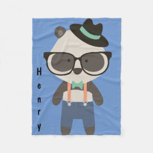 Gepersonaliseerde Hipster Cool Panda Beer Baby Fleece Deken