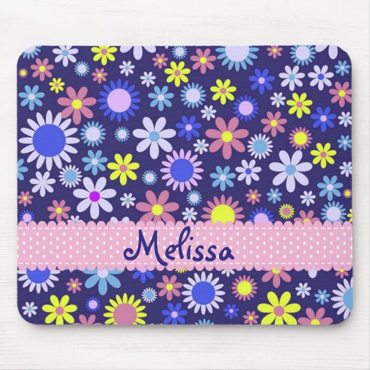 Gepersonaliseerde Hipster  Pop Art Style Flowers Muismat (Voorkant)