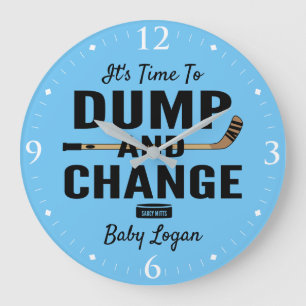 Gepersonaliseerde Hockey Baby Naam Dump en Change Grote Klok