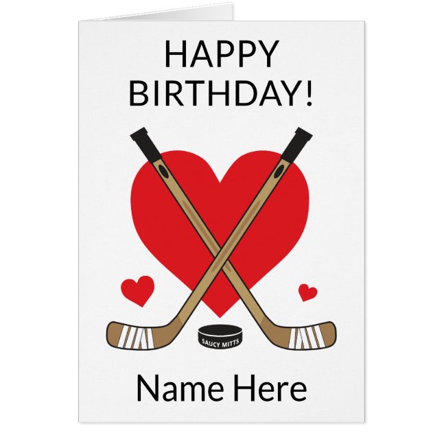 Gepersonaliseerde Hockey Birthday Hearts Hockey St (Voorkant)