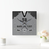 Gepersonaliseerde Hockey Clock-cadeaus voor Hockey Vierkante Klok (Huis)