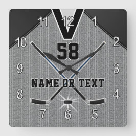 Gepersonaliseerde Hockey Clock-cadeaus voor Hockey Vierkante Klok