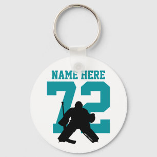 Gepersonaliseerde Hockey Goalie Name Number shark  Sleutelhanger