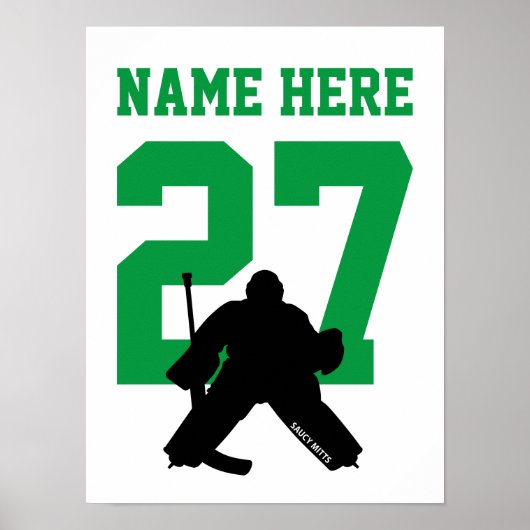 Gepersonaliseerde Hockey Goalie Player Number Gree Poster (Voorkant)
