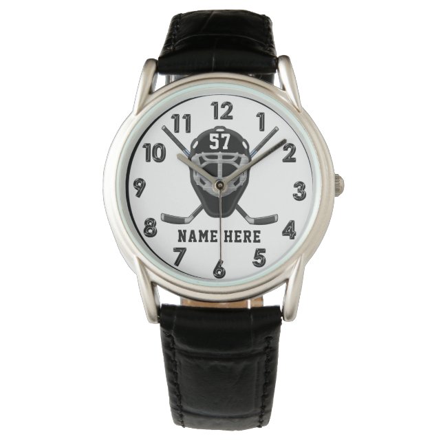Gepersonaliseerde Hockey Horloges voor Jongens, Uw (Voorkant)