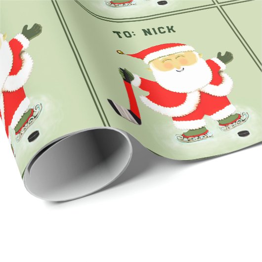 Gepersonaliseerde Hockey Kerstmis Cadeaupapier (Rol Hoek)