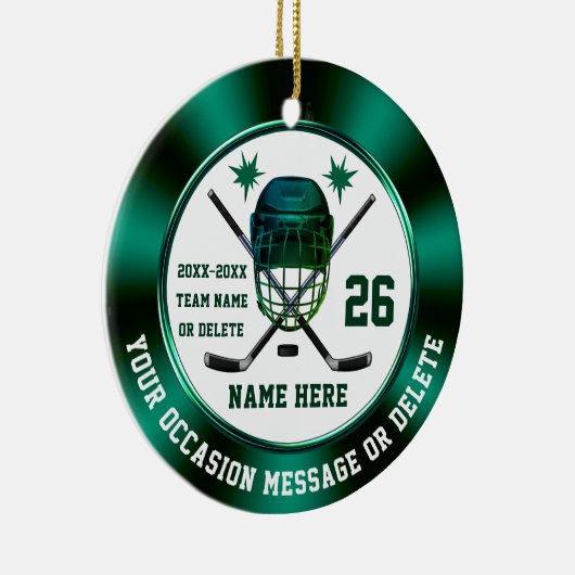 Gepersonaliseerde Hockey-Ornamenten voor spelers,  Keramisch Ornament (Rechts)