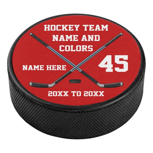 Gepersonaliseerde Hockey pakt uw 4 tekst, uw kleur Hockey Puck (3/4)