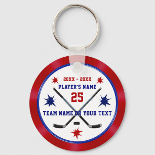 Gepersonaliseerde Hockey Party Favors, Red, White, Sleutelhanger