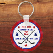 Gepersonaliseerde Hockey Party Favors, Red, White, Sleutelhanger (Achterkant)