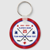Gepersonaliseerde Hockey Party Favors, Red, White, Sleutelhanger (Achterkant)
