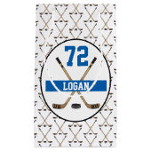 Gepersonaliseerde Hockey Speler Naam Nummer Blauwe Klein Cadeauzakje (Voorkant)