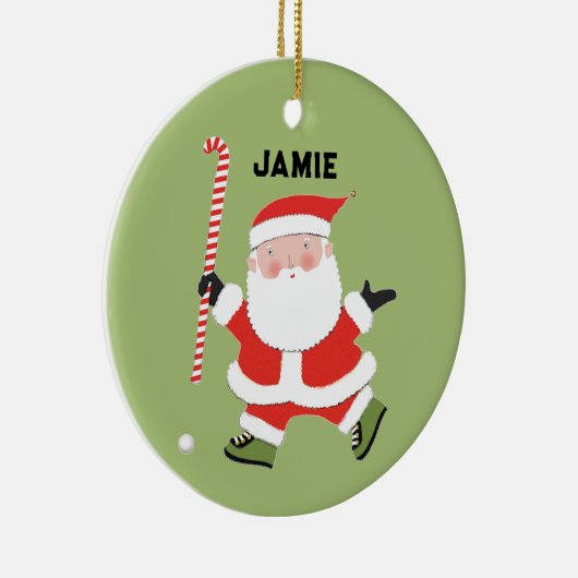 gepersonaliseerde hockeykeepaardje keramisch ornament (Rechts)