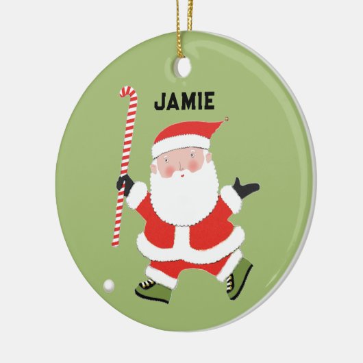 gepersonaliseerde hockeykeepaardje keramisch ornament (Links)