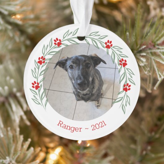 Gepersonaliseerde Holly Elegant Pet Photo Ornament (Boom)