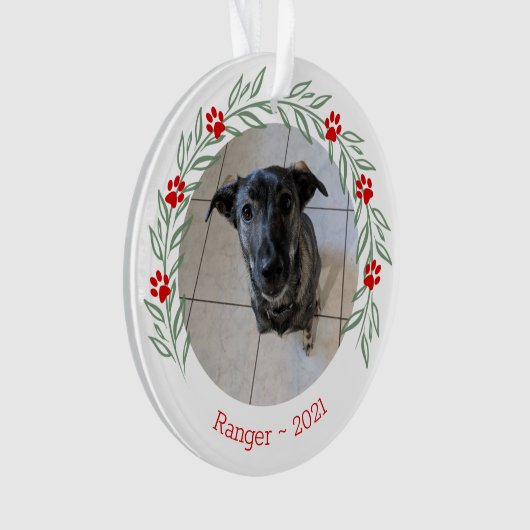 Gepersonaliseerde Holly Elegant Pet Photo Ornament (voorkant)