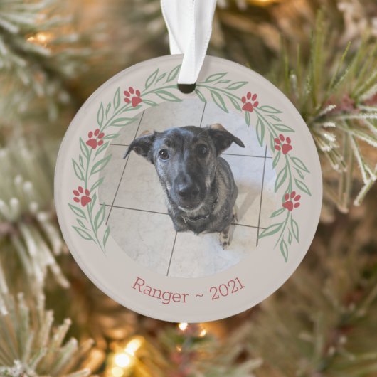 Gepersonaliseerde Holly Elegant Pet Photo Ornament (Boom)