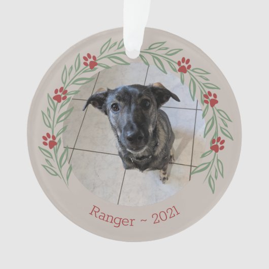 Gepersonaliseerde Holly Elegant Pet Photo Ornament (voorkant)
