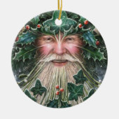 Gepersonaliseerde Holly King/Yuletide Keramisch Ornament (Voorkant)