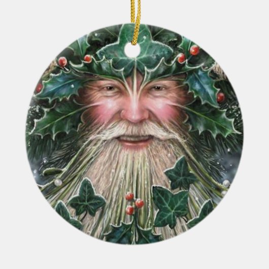 Gepersonaliseerde Holly King/Yuletide Keramisch Ornament (Voorkant)