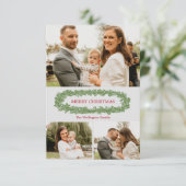 Gepersonaliseerde Holly Leaves Christmas Photo Car Aankondiging (Staand voorkant)