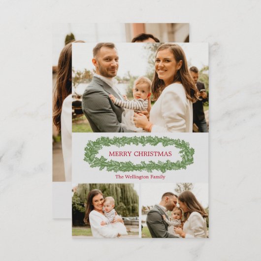 Gepersonaliseerde Holly Leaves Christmas Photo Car Aankondiging (Voorkant / Achterkant)