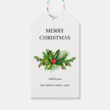 Gepersonaliseerde Holly Pine & Berry Merry Kerstmi