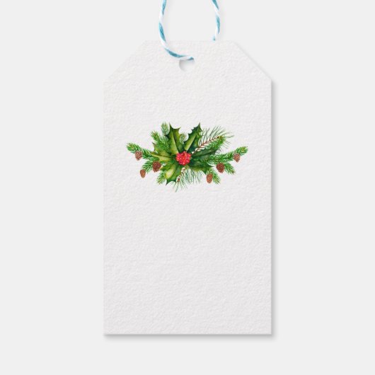 Gepersonaliseerde Holly Pine & Berry Merry Kerstmi Cadeaulabel (Achterkant)
